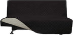 Easy-Going Futon Sofa Slipcover Reversible Sofa Cover Armless Cover Furniture Protector Couch Cover Water Resistant Pets, Kids, Children, Dog, Cat Black/Beige
