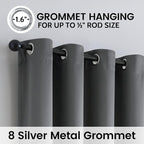 SimpleHome 100% Blackout Curtains for Bedroom,Thermal Insulated Grey Grommet Window Drapes Room Darkening Curtains for Living Room with Black Back,52 x 54 Inch,2 Panels