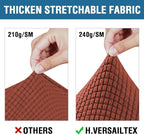 H.VERSAILTEX 4 Piece Stretch Sofa Covers for 3 Cushion Couch Covers for Living Room Furniture Slipcovers (Base Cover Plus 3 Seat Cushion Covers) Thicker Jacquard Fabric (Large Sofa, Rust)