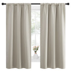 NICETOWN Blackout Curtains for Living Curtains, Room Darkening Window Curtain Panels, Easy-Care Solid Thermal Insulated Draperies/Drapes for Daughter Room (Natural, 2 Panels, 34 by 63)