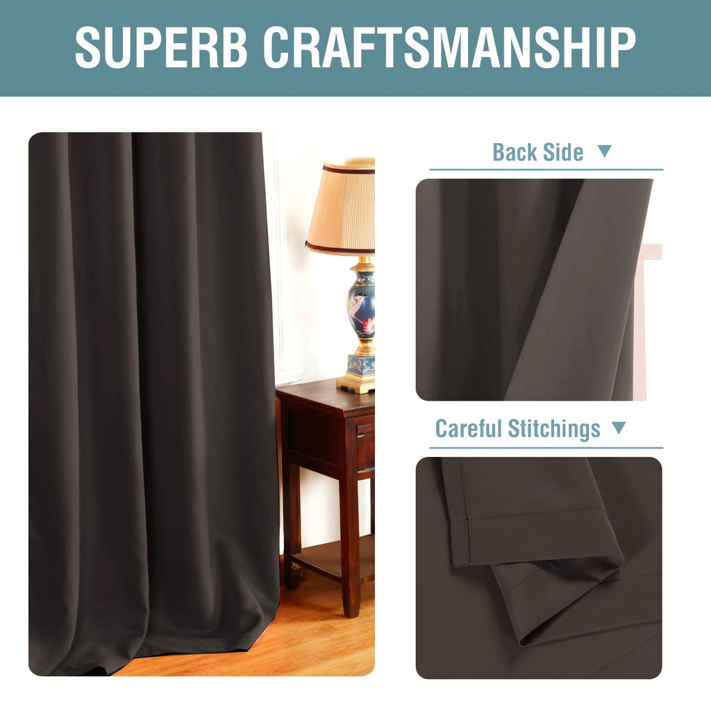 H.VERSAILTEX Blackout Curtain for Living Room Small Window Kitchen Blackout Curtains 45 inch Length Energy Saving Solid Grommet Blackout Drape, One Panel, Chocolate Brown, 52" W x 45" L