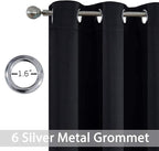 Yakamok 63 Inch Length Blackout Curtains for Bedroom, Thermal Insulated Room Darkening Grommet Top Window Drapes for Living Room,Black,42W x 63L,2 Panels