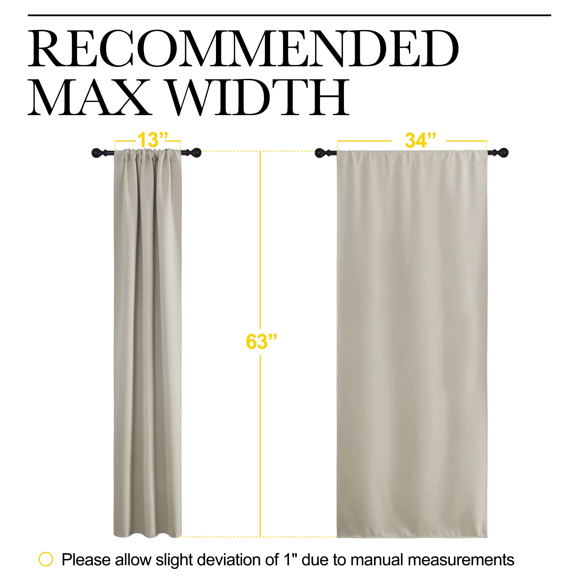 NICETOWN Blackout Curtains for Living Curtains, Room Darkening Window Curtain Panels, Easy-Care Solid Thermal Insulated Draperies/Drapes for Daughter Room (Natural, 2 Panels, 34 by 63)