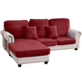 Taque Couch Cover 3-Piece Elastic Velvet Couch Cushion Covers & Chaise Slipcovers for L-Shaped Sofas, Sofa Seat Covers Washable, Soft Cover for Couches (2 Seater + Chaise, Christmas Red)