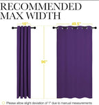 NICETOWN Purple Blackout Curtains 96 inches Long, Niose Reducing and Thermal Insulated Room Darkening Curtains for Girls Bedroom Living Room Window Decoration (55 inches Wide, 2 Panels)