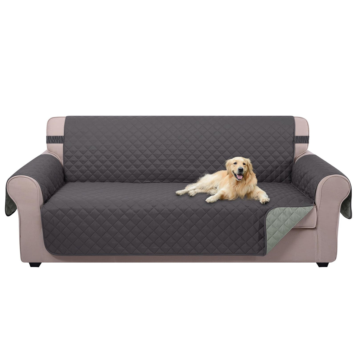 U-NICE HOME Reversible Sofa Cover Couch Cover for Dogs, Burgundy/Tan