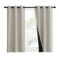 NICETOWN Natural 100% Blackout Lined Curtains, 1 Pair, 37" Width x 50" Length Each Panel, 2 Thick Layers Narrow Wide Window Treatment Panels Thermal Insulated Drapes for Kitchen Small Window
