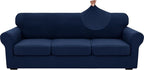 XINEAGE 2026 New 4 Pieces Extra Large Couch Covers for 3 Cushion Sofa Super Stretch Sofa Cover for 3 Large Seat Cushion Universal Slip Cover for Living Room (Navy Blue), 91"-110"(3 Cushions)