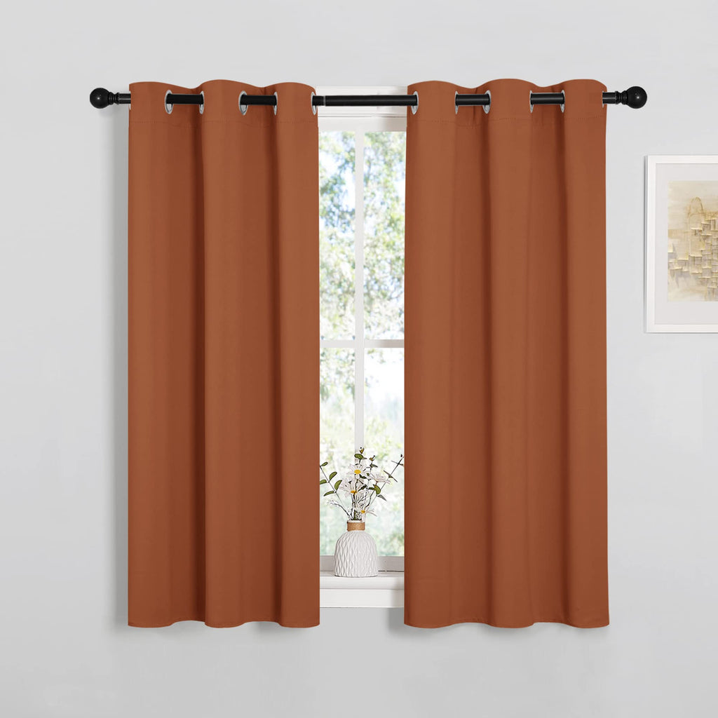 NICETOWN Window Curtains Blackout Drapes, Thermal Insulated Christmas Decorative Blackout Curtains/Draperies for Laundry Room (One Pair, 34 by 45-inch, Burnt Orange)