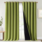 NICETOWN Full Shading Curtains for Windows, Fresh Green, Pack of 2, 62 inches W x 95 inches L, Super Heavy-Duty Black Lined Blackout Curtains for Bedroom, Privacy Assured Window Treatment