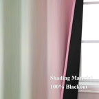 Estelar Textiler Sage Green and Pink Room Darkening Blackout Curtains 84 Inch Length 2 Panels Set for Living Room, Thermal Insulated Ombre Light Blocking Grommet Blackout Drapes for Bedroom, 42Wx84L