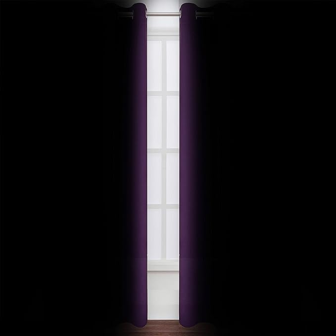 LEMOMO Purple Thermal Blackout Curtains/52 x 95 Inch/Set of 2 Panels Room Darkening Curtains for Bedroom