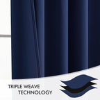 MIULEE Navy Blue Back Tab Blackout Curtains 52x96 Inch Long 2 Panels Set