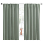 NICETOWN Window Curtains Blackout Drapes - Thermal Insulated Solid Rod Pocket Blackout Curtains/Draperies for Living Room (Greyish Green, One Pair, 52 by 63-Inch)