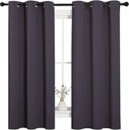 NICETOWN Small Window Blackout Curtains, Home Decoration Thermal Insulated Solid Ring Top Blackout Curtains/Drapes for Bedroom(Greyish Purple, Set of 2, 42 x 63 Inch)