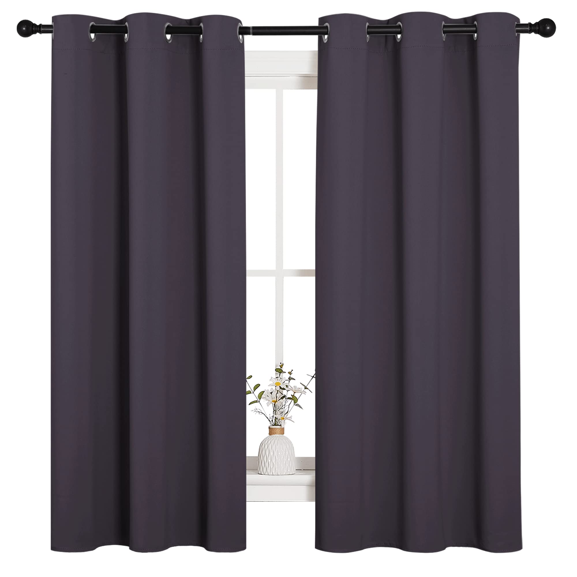 NICETOWN Grey Blackout Curtains for Bedroom 42" Wide x 63" Long 2 Panels