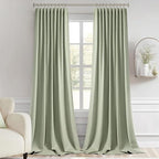 MIULEE Back Tab Sage Green Curtains 96 Inch Long 2 Panels Set for Living Room Bedroom, Rod Pocket/Pinch Pleated Light Blocking Thermal Insulated Room Darkening Floor to Ceiling Blackout Drapes