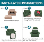 Turquoize 2 Piece Chair Covers Armchair Slipcovers for Living Room Armchair Sofa Cover with Individual Cushion Covers Feature Jacquard Fabric (Chair, Bronze Green)