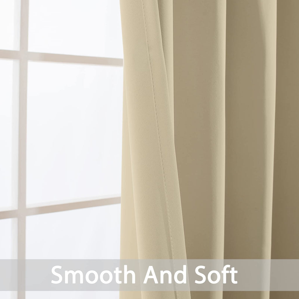 Yakamok Room Darkening Curtains 52x90 inch Length Beige-Living Room