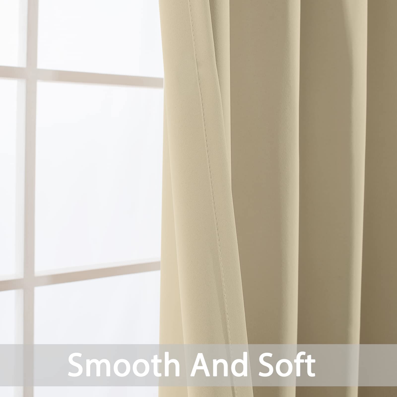 Yakamok Room Darkening Curtains 52x90 inch Length Beige-Living Room