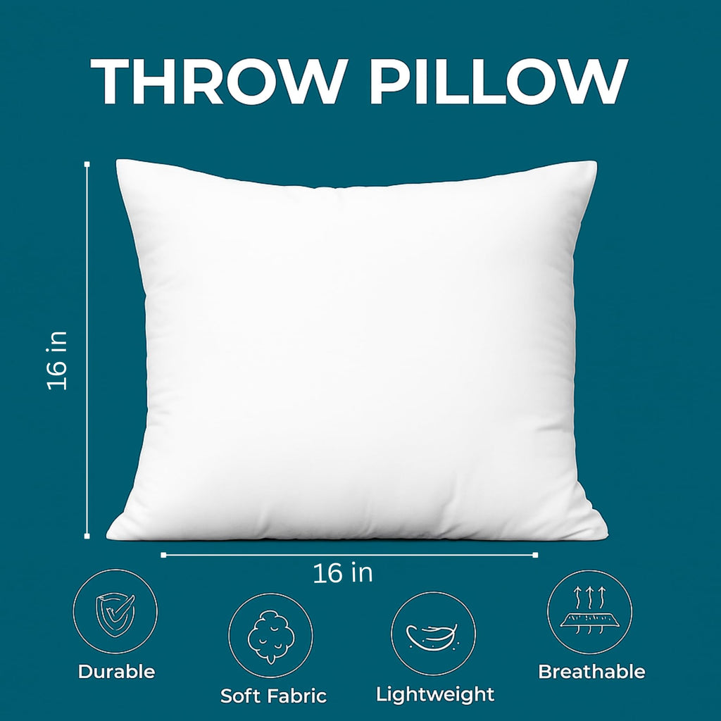 LANE LINEN Throw Pillow Insert - Pack of 2 16x16 Pillow Inserts for Decorative Pillow Covers, Throw Pillows Insert for Couch - White