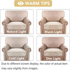 H.VERSAILTEX Velvet Stretch Couch Cushion Cover Plush Cushion Slipcover for Chair Cushion Furniture Protector Seat Cushion Sofa Cover (1 Piece Armchair Cushion Covers, Ivory)