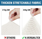 H.VERSAILTEX 4 Piece Stretch Sofa Covers for 3 Cushion Couch Covers for Living Room Furniture (Base Cover Plus 3 Seat Cushion Covers) Upgraded Thicker Jacquard Fabric (Sofa, Porcelain White)