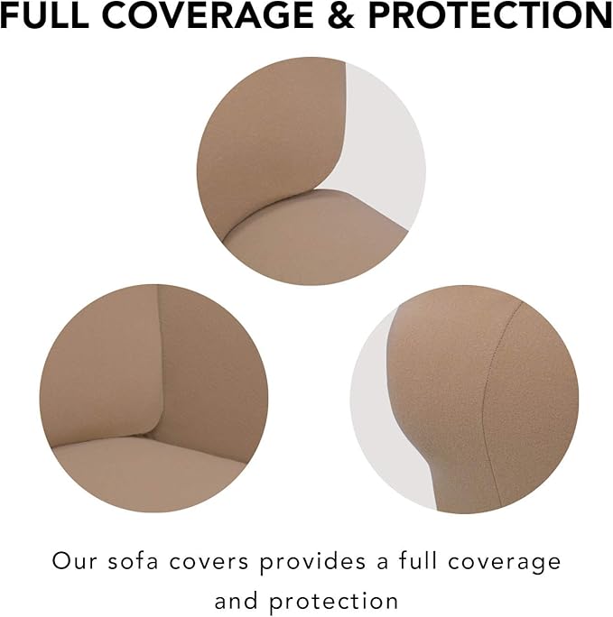 PureFit Super Stretch Sofa Slipcover – Spandex Non Slip Soft Couch Sofa Cover, Washable Furniture Protector with Non Skid Foam and Elastic Bottom for Kids, Pets （Loveseat, Camel）