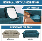 H.VERSAILTEX Rich Velvet Stretch 2 Piece Cover Chair Slipcover Sofa Cover Furniture Protector Couch Soft with Elastic Bottom Chair Couch Cover with Arms Width Up to 49 Inch(Chair, Deep Teal)