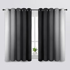 SimpleHome Ombre Room Darkening Curtains for Bedroom, Gradient Black to Grey White Light Blocking Thermal Insulated Grommet Window Curtains/Drapes for Living Room,2 Panels, 62x63 inches Length