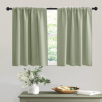 RYB HOME Short Sage Green Blackout Curtains for Small Bedroom Window Cafe