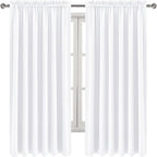 DWCN White Curtains for Living Room Thermal Insulated, 50% Light Blocking Curtains for Bedroom, Dining Room Window, W 70x L 72 Inch, Set of 2 Rod Pocket Curtain Panels