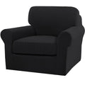 Turquoize 2 Piece Chair Covers Chair Slipcovers for Living Room Armchair Couch Cover Chair Sofa Cover with Individual Cushion Covers Furniture Cover for Chairs Feature Jacquard Fabric (Chair, Black)