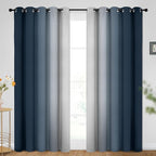 SimpleHome Ombre Room Darkening Curtains for Bedroom, Gradient Navy Blue to Grey White Light Blocking Thermal Insulated Grommet Window Curtains/Drapes for Living Room,2 Panels, 62x84 inches Length
