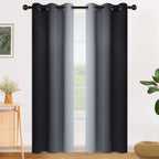 SimpleHome Ombre Black to Grey White Curtains for Living Room 42Wx84L