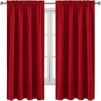 DWCN Blackout Curtains Room Darkening Thermal Insulated Bedroom Curtains Window Curtain Panels, 52 x 63 inches Long, Set of 2 Red Rod Pocket Drapes