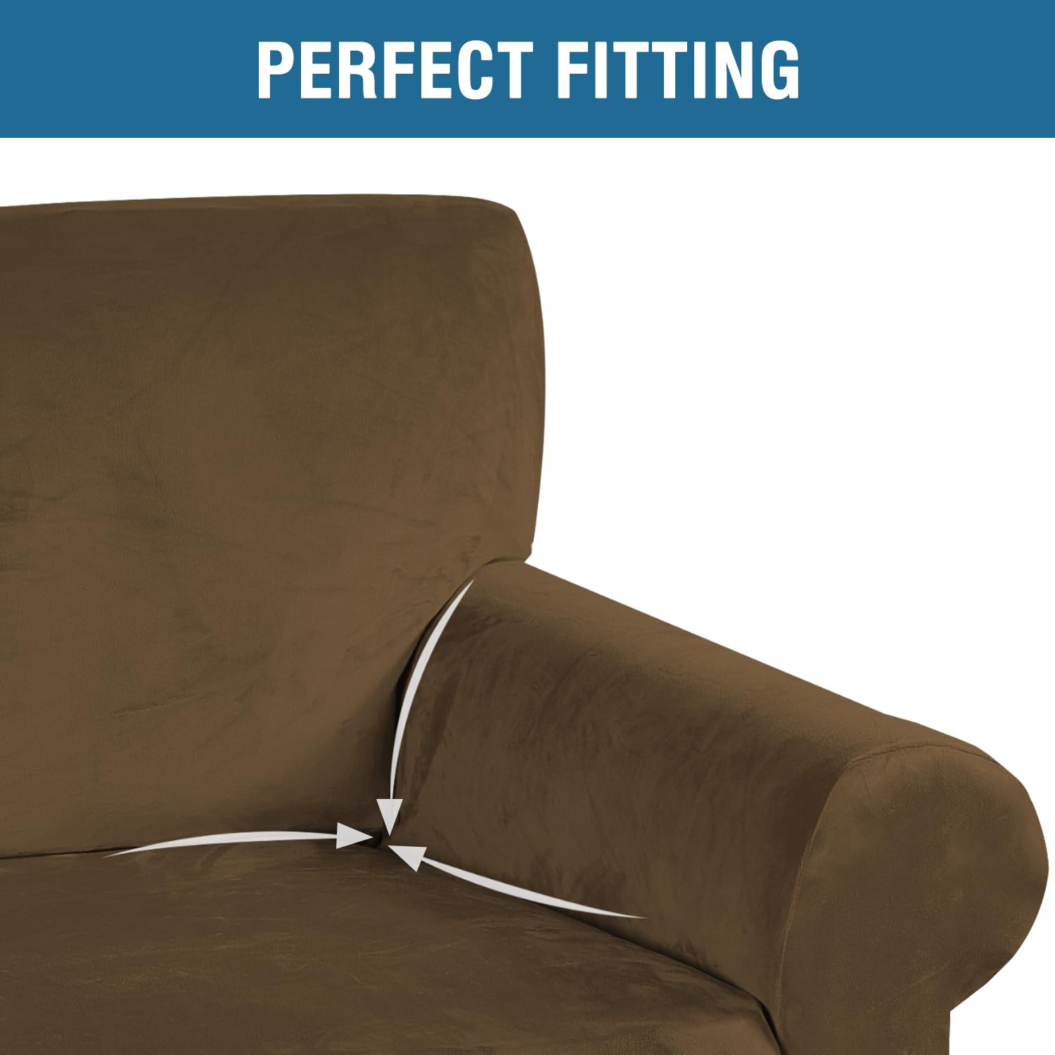 H.VERSAILTEX Stretch Velvet Sofa Covers for 3 Cushion Couch Covers Furniture Protector Soft with Non Slip Elastic Bottom, Crafted from Thick Comfy Rich Velour (Large Sofa 90"-97", Bronze Brown)