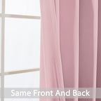 Yakamok Insulated Blackout Window Draperies - Energy Efficient Home Decor Grommet Top Curtains for Bedroom(Pink, 52Wx36L, 2 Panels)