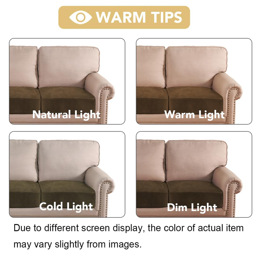 H.VERSAILTEX Velvet Stretch Couch Cushion Cover Plush Cushion Slipcover for Chair Loveseat Sofa Cushion Furniture Protector Seat Cushion Sofa Cover (2 Piece Large Sofa Cushion Covers, Bronze Brown)