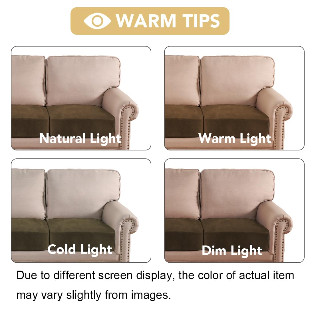 H.VERSAILTEX Velvet Stretch Couch Cushion Cover Plush Cushion Slipcover for Chair Loveseat Sofa Cushion Furniture Protector Seat Cushion Sofa Cover (3 Piece Sofa Cushion Covers, Bronze Brown)