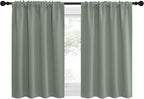 NICETOWN 2 Panels Blackout Curtains, Rod Pocket Thermal Insulated Drapes for Kitchen, Heavy Duty Small Window Treatment for Dorm Room, Studio Apartment, Basement (Greyish Green, W42 x L30)