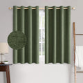 MIULEE 100% Blackout Linen Curtains for Bedroom 52x45 Inches Olive Green