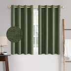 MIULEE 100% Blackout Linen Curtains for Bedroom 52x45 Inches Olive Green