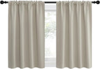 NICETOWN 2 Panels Blackout Curtains, Rod Pocket Thermal Insulated Drapes for Kitchen, Heavy Duty Small Window Treatment for Dorm Room, Studio Apartment, Basement (Natural, W42 x L30)