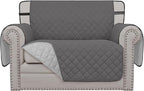 Easy-Going Reversible Chair Cover Washable Sofa Cover for Dogs Water Resistant Couch Slipcover Furniture Protector Cover with Adjustable Straps for Pets (Chair 30 in, Gray/Light Gray)