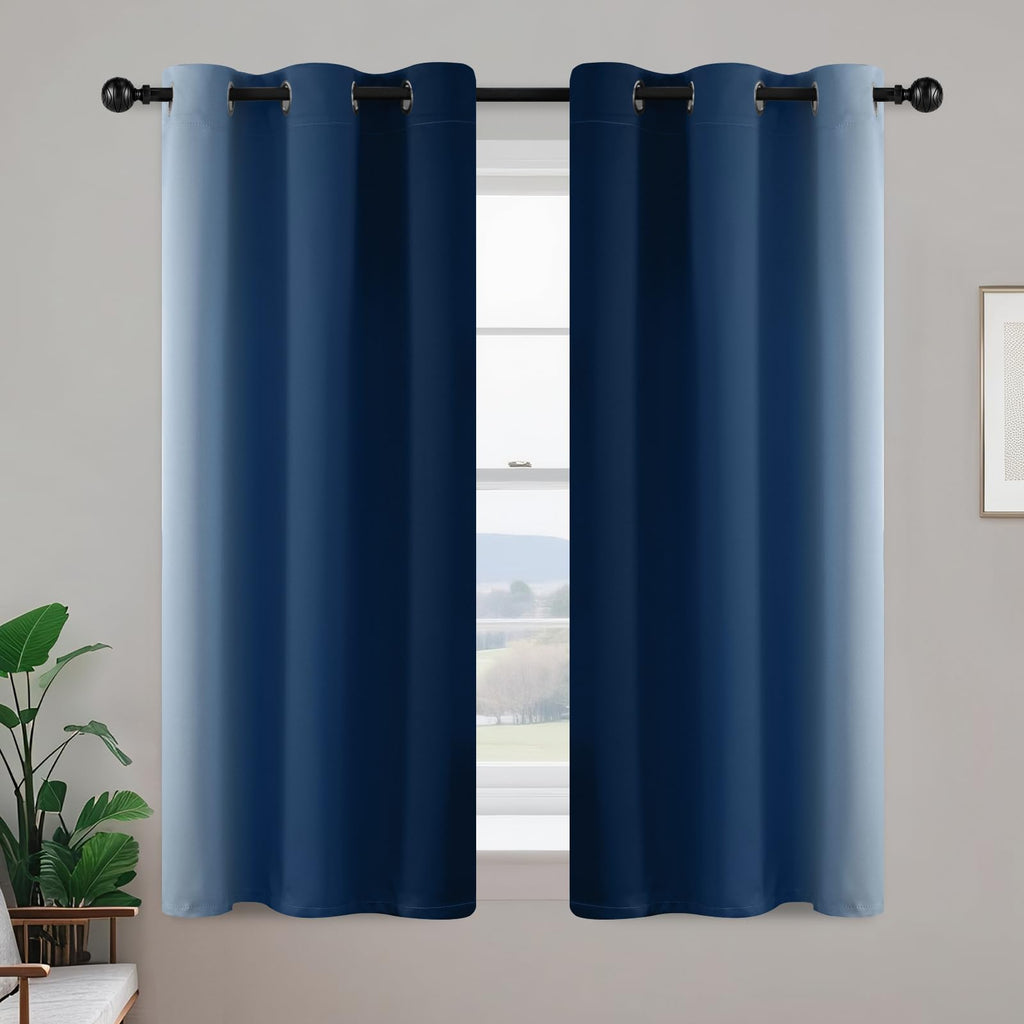 Yakamok Ombre Curtains Blue and Greyish White for Living Room,42Wx54L
