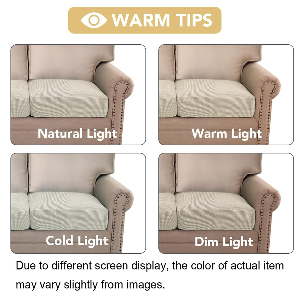 H.VERSAILTEX Super Stretch Individual Seat Cushion Covers Sofa Covers Couch Cushion Covers Slipcover Sets Thick Jacquard Textured Twill Fabric (2 Piece Medium Sofa Cushion Covers, Island Fossi)