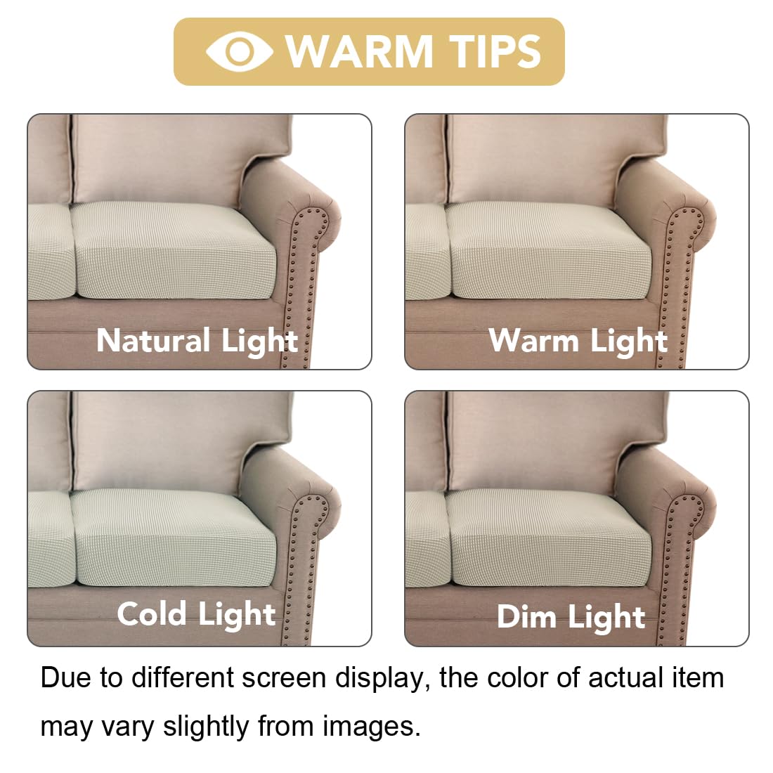 H.VERSAILTEX Super Stretch Individual Seat Cushion Covers Sofa Covers Couch Cushion Covers Slipcover Sets Thick Jacquard Textured Twill Fabric (2 Piece Medium Sofa Cushion Covers, Island Fossi)