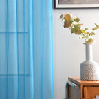 SpaceDresser Basic Rod Pocket Sheer Voile Window Curtain Panels Cyan Blue 1 Pair 2 Panels 52 Width 108 Inch Long for Kitchen Bedroom Children Living Room Yard(Cyan Blue,52 W x 108 L)