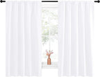 NICETOWN Bedroom Window Curtain Panels - Window Treatment Rod Pocket Drapes for Nursery (White, 2 Panels, 52" by 63")